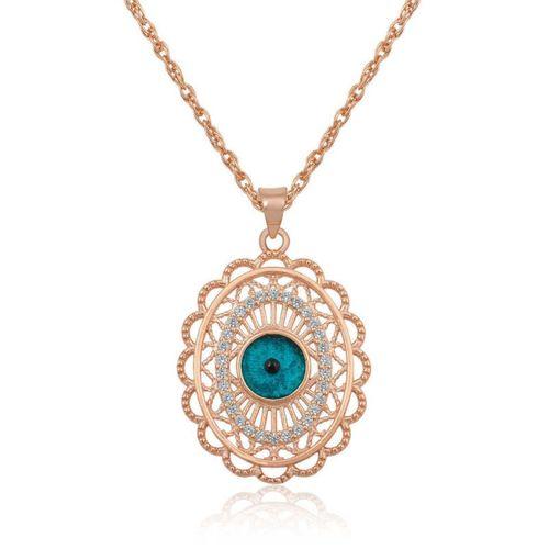 ​Lucky Life 925 Ayar Gumuss  Rose Oval Nazar Bayan Kolye