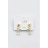 Baget Taşlı İncili Küpe - Altın