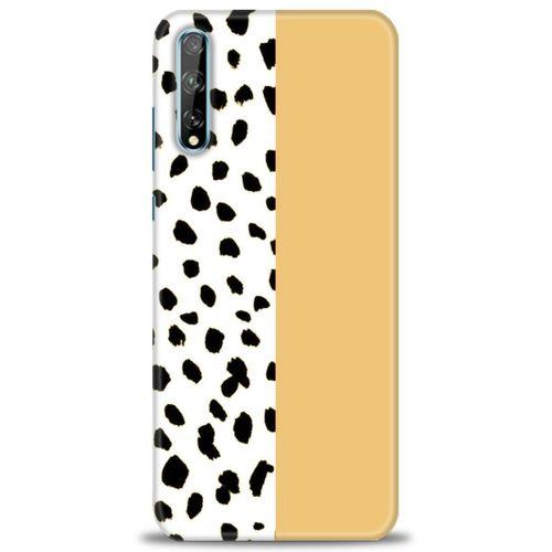 Huawei Y8P Kılıf HD Baskılı Kılıf - Sarı ve Puantiye + Tam Ekran Koruyucu