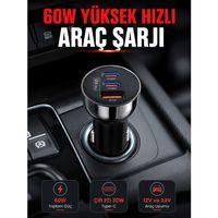 Pd 30w Çift Usb-c Araç Şarj Cihazı 60w Hızlı Şarj Adaptörü