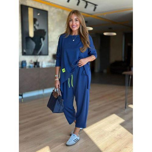 Kadın Iki Iplik Viskon Pamuk Kumaş Arma Detaylı Ikili Takım