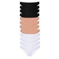 12 adet Süper Eko Set Likralı Kadın Slip Külot Siyah Ten Beyaz mudanis