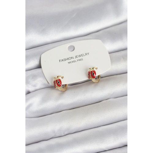 Uğur Böceği Model Gold Renk Pirinç Çocuk Küpe