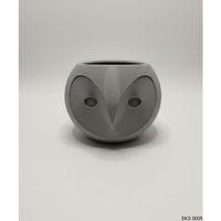 Gri Baykuş Figürlü Mini Dekoratif Saksı 6 Cm Masaüstü Ofis Dekoru