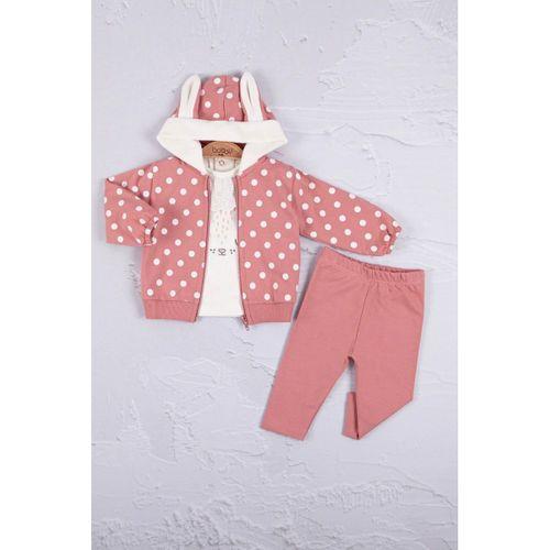 Tavşan Kulaklı Puanlı 3'lü Kız Bebek Takım