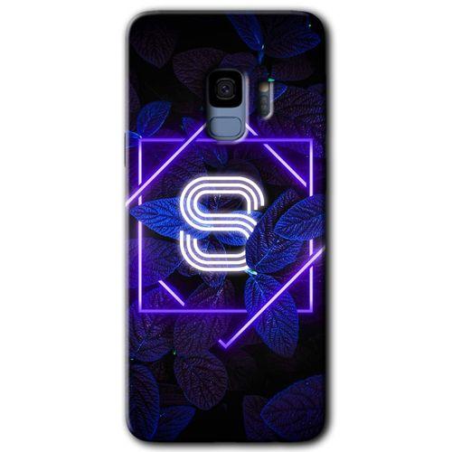 Samsung Galaxy S9 HD Baskılı Kılıf + 9D Tam Ekran Koruyucu - Dark Neon Yaprak S Harfi