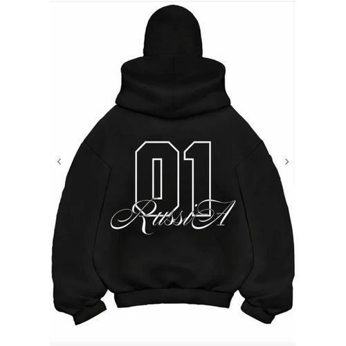 Samuray Ninja Çift Kapşonlu ZIP Fermuarlı Kanguru Çepli Tam Fermuarlı ön Arka - Siyah