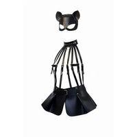 Siyah Etek Deri Harness Detaylı Etek Zımbalı Mini Etek - Brf1313