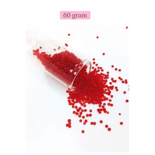Dökme Cam Kum Boncuk (11/0) 2 mm - 60 Gram -  Şeffaf Kırmızı - BNC056