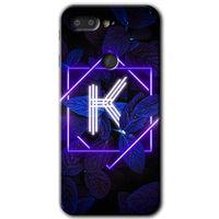 General Mobile GM 9 Pro Kılıf HD Desen Baskılı Arka Kapak - Dark Neon Yaprak K Harfi