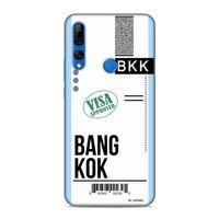 Huawei Y9 Prime 2019 Kılıf Uçak Bileti Bangkok Arka Kapak Koruma Desenli Full Koruyucu