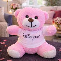 Pembe Seni Seviyorum Tişörtlü Ayıcık