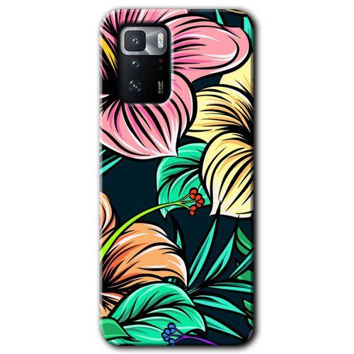 Poco x3 GT Kılıf Baskılı Arka Kapak - Çizim Çiçekler +Tam Ekran Koruyucu