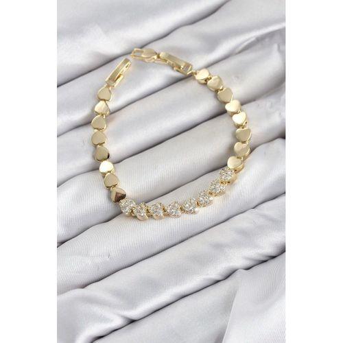 CM Kalp Model Zirkon Taşlı VIP Seri Gold Renk Pirinç Kadın Bileklik