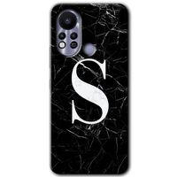 İnfinix Hot 11s Kılıf HD Desen Baskılı Arka Kapak - Siyah Mermer Desenli S Harfi