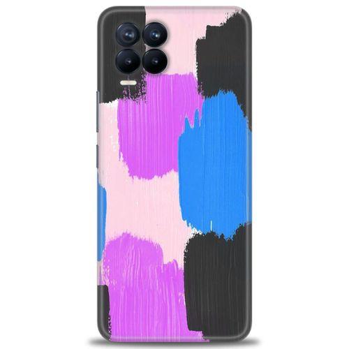 Realme 8 Pro Kılıf HD Baskılı Kılıf - Mor Siyah + Tam Ekran Koruyucu