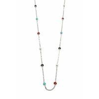 Renkli Boncuklu Zincir Kolye - Gümüş