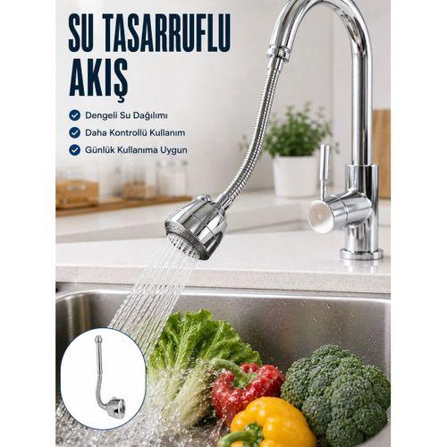 Ayarlanabilir Musluk Başlığı Esnek Spiral Hortumlu Lavabo Uzatma Atı