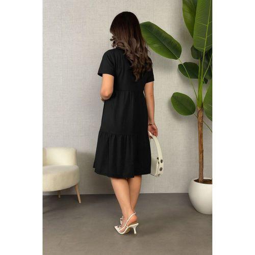 Kadın Kısa Kollu V Yakalı Viskon Elbise