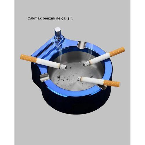 Masa Üstü Çakmaklı Küllük Paslanmaz Metal Gövde