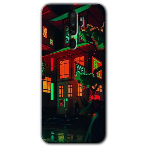 MRCİLETİSİM Oppo A5 2020 Kılıf HD Desen Baskılı Arka Kapak + Temperli Cam - China Street