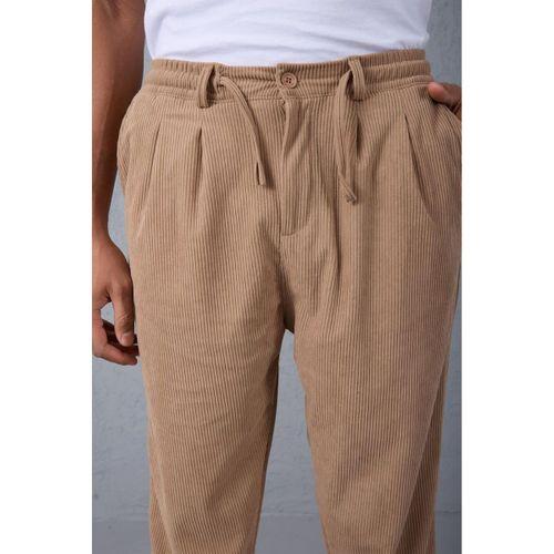 Jonas Ekose Küçük Kareli Flanel Kumaş Gömlek Bej - Roy Regular Fit Beli Lastikli Kadife Pantolon Bej