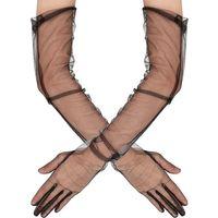 Uzun Boy Likralı Siyah Yetişkin Mega Tül Eldiven