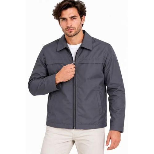 Erkek Su İtici Rüzgar Keser Astarlı Tam Fermuarlı 4 Mevsim Regular Fit Mont Ceket - Füme