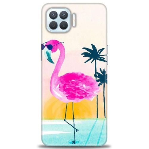 Oppo Reno 4 Lite Kılıf HD Baskılı Kılıf - Flamingo + Tam Ekran Koruyucu