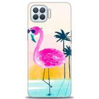Oppo Reno 4 Lite Kılıf HD Baskılı Kılıf - Flamingo + Tam Ekran Koruyucu