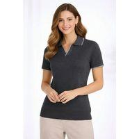 Triko Kumaş Yakalı Düğmesiz Açık Yaka Fitilli Kısa Kollu Regular Fit Tişört T-shirt - Siyah