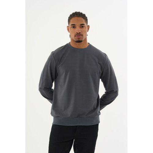 Süperlife Erkek Gri Bisiklet Yaka Ribanalı Regular Fit Sweatshirt spr26swk930