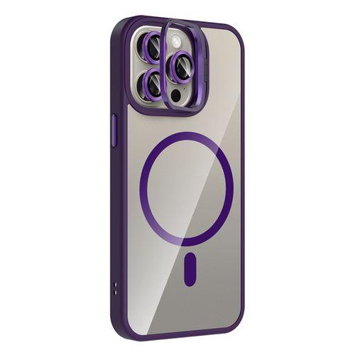 Apple iPhone 15 Pro Kılıf Standlı ve Kamera Lens Hediyeli M-Safe Şarj Özellikli Zore Etro Kapak