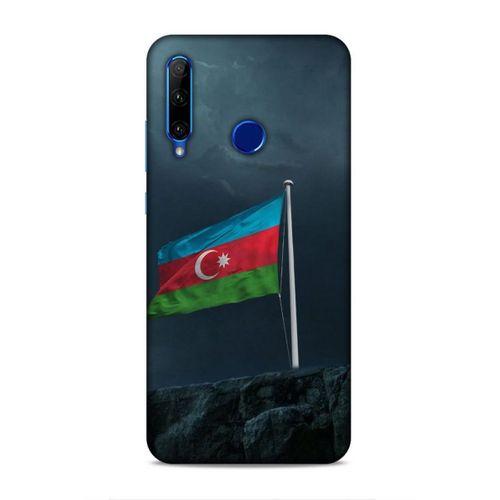 Huawei Y6P Uyumlu Kılıf Azarbaijan (27) Tasarımlı Kılıf Mavi Beyaz