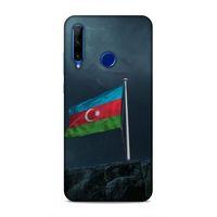 Huawei Y6P Uyumlu Kılıf Azarbaijan (27) Tasarımlı Kılıf Mavi Beyaz