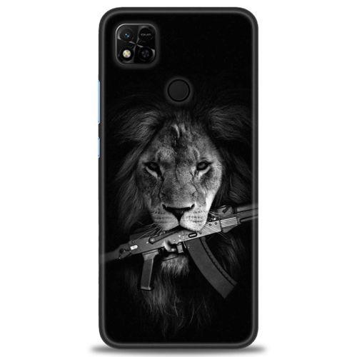 Xiaomi Redmi 10A Kılıf HD Baskılı Kılıf - Tüfek ve Aslan + Tam Ekran Koruyucu