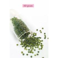 Dökme Cam Kum Boncuk (8/0) 3 mm - 60 Gram - Şeffaf Alacalı Yeşil - BNC212