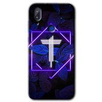 Potkal Hediye Fabrikası Vestel E5 Kılıf HD Desen Baskılı Arka Kapak - Dark Neon Yaprak T Harfi