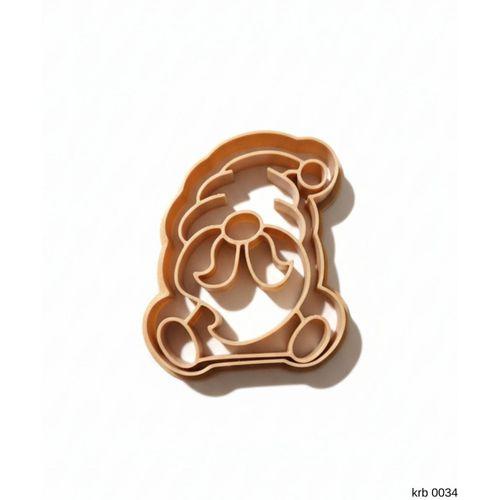 Bıyıklı Mini Noel Cücesi Kurabiye Kalıbı – Şapkalı Gnome Figürlü, Çift Parça Hamur Kesici, Şeker Hamuru ve Oyun Hamuru İçin