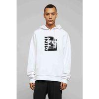 Mini Baskılı Beyaz Erkek Kapşonlu Sweatshirt