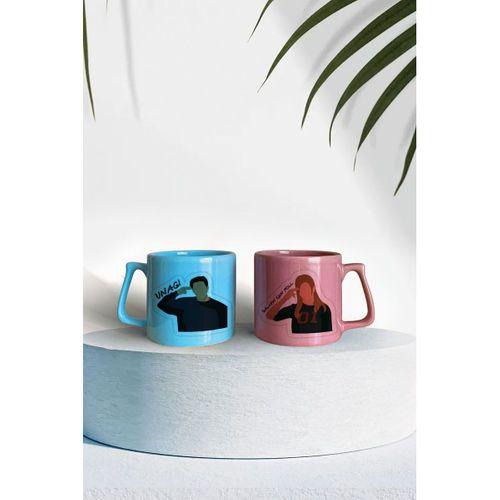 Renkli 2 Li Unagi Sevgililer Gününe Özel Baskılı Lüks Çay Kahve Kupası