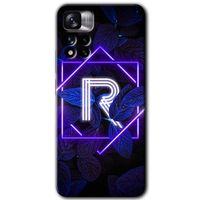 Potkal Hediye Fabrikası Xiaomi Redmi Note 11 Pro Plus 5G Kılıf HD Desen Baskılı Arka Kapak - Dark Neon Yaprak R Harfi