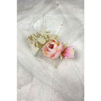 Tüylü ve Cipso Çiçekli Taraklı Saç Aksesuarı