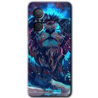 Huawei Nova 9 SE HD Baskılı Kılıf + 9D Tam Ekran Koruyucu - Neon Aslan