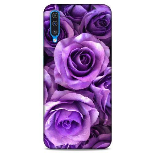 Samsung Galaxy A50 Uyumlu Kılıf Mor Delisi (40) Fit Silikon Kılıf Büyük Güller