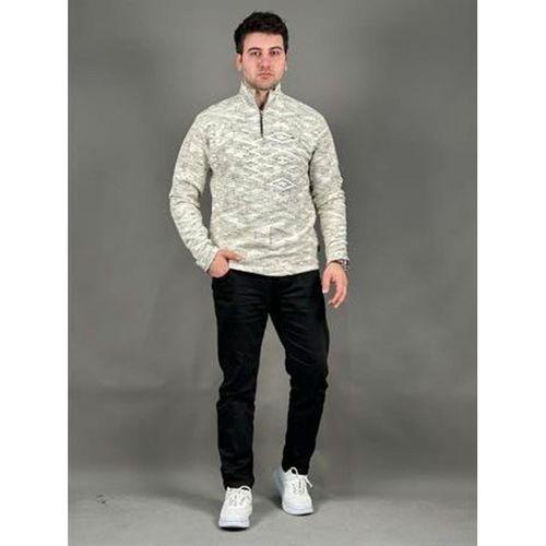 Uzun Kol Yarı Fermuarlı Erkek Sweat - 7835 - Beyaz