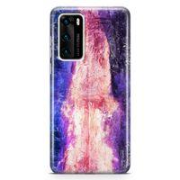 Huawei P40 Kılıf Mavi Mor Pembe Taş Arka Kapak Koruma Desenli Full Koruyucu