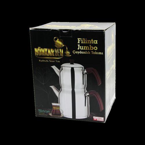 Jumbo Çelik Çaydanlık Seti 2L+4L Çift Kapaklı Kendinden Süzgeçli