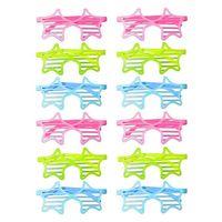 Retro Neon Fosforlu Yıldız Panjur Gözlük 12 Adet – 80’ler 90’lar Parti Stili