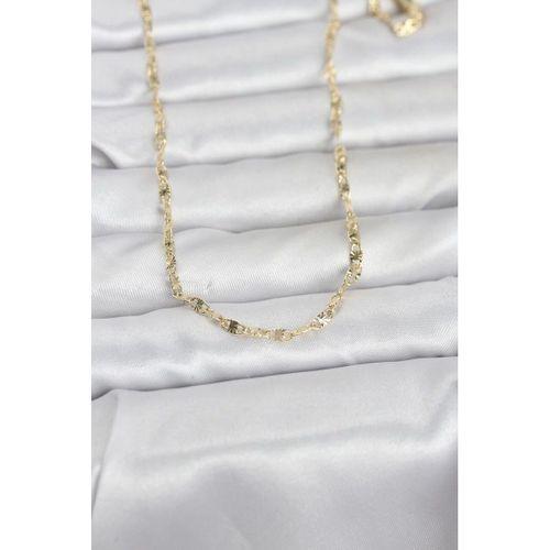 CM 14K Gold Renk Lazerli Gemici Zincir Model 60 cm Kadın Kolye